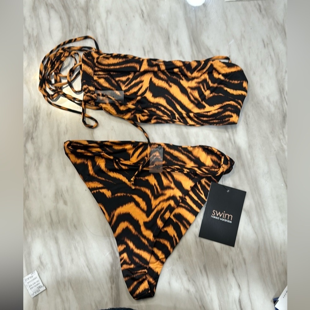 NAKED WARDROBE 2 piece bathing suit size L - Picture 6 of 8